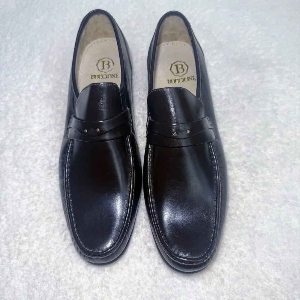Buccione Brown Leather Women's Loafers Size 9.5